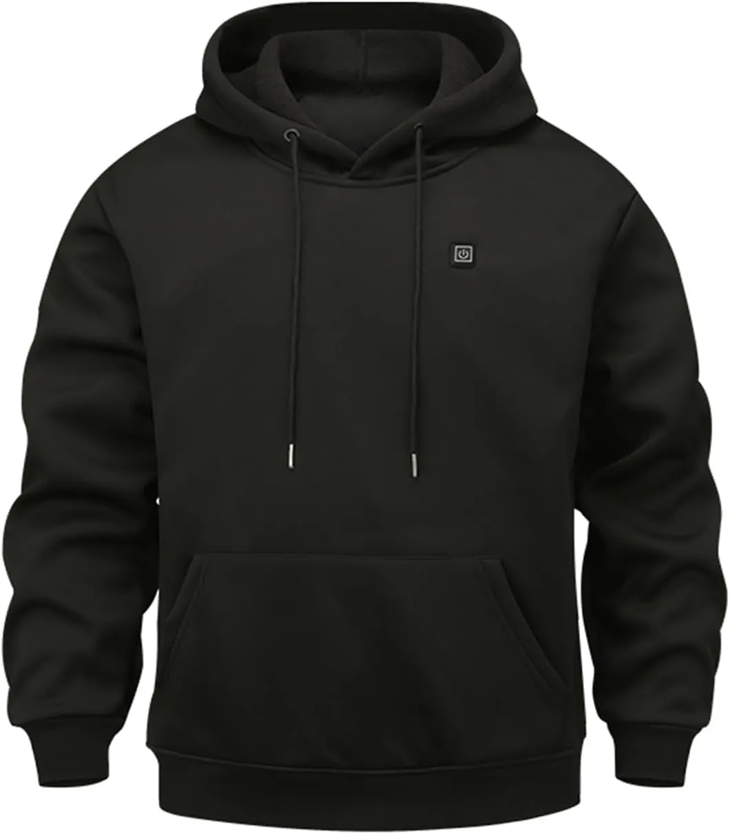 Heated Hoodie Unisex Heated Pullover Sweatshirt Thick Warm Hooded Long Sleeve Casual Tops Heating Coat with USB