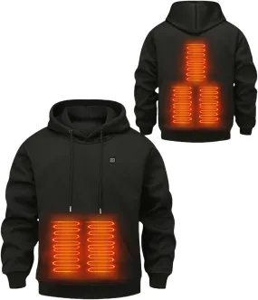 Heated Hoodie Unisex Heated Pullover Sweatshirt Thick Warm Hooded Long Sleeve Casual Tops Heating Coat with USB