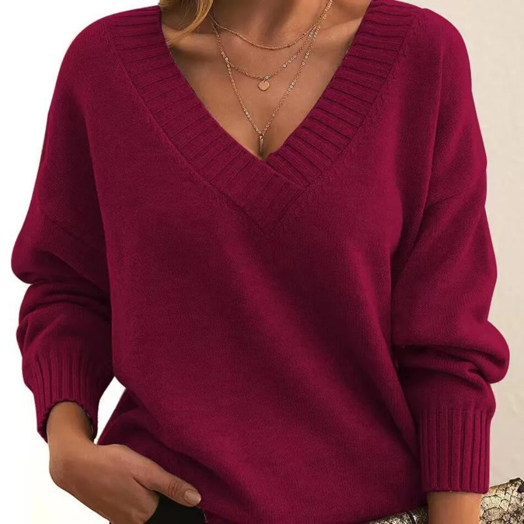 Ivyshape | Casual Sweater With V Neck