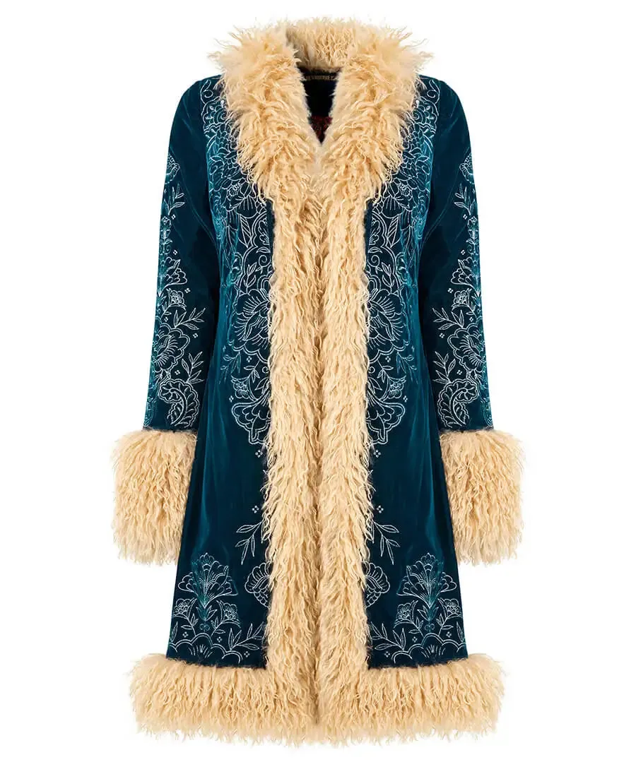 Joe Browns 10 Teal Boho Girl Embroidered Boutique Coat