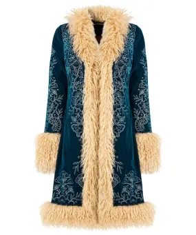 Joe Browns 10 Teal Boho Girl Embroidered Boutique Coat