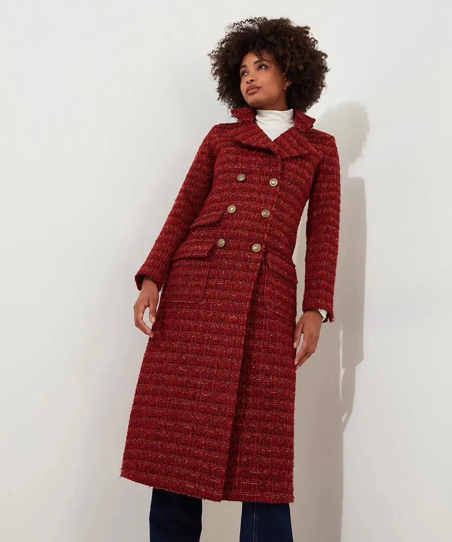 Joe Browns 18 Burnt Orange Maya Tweed Maxi Coat
