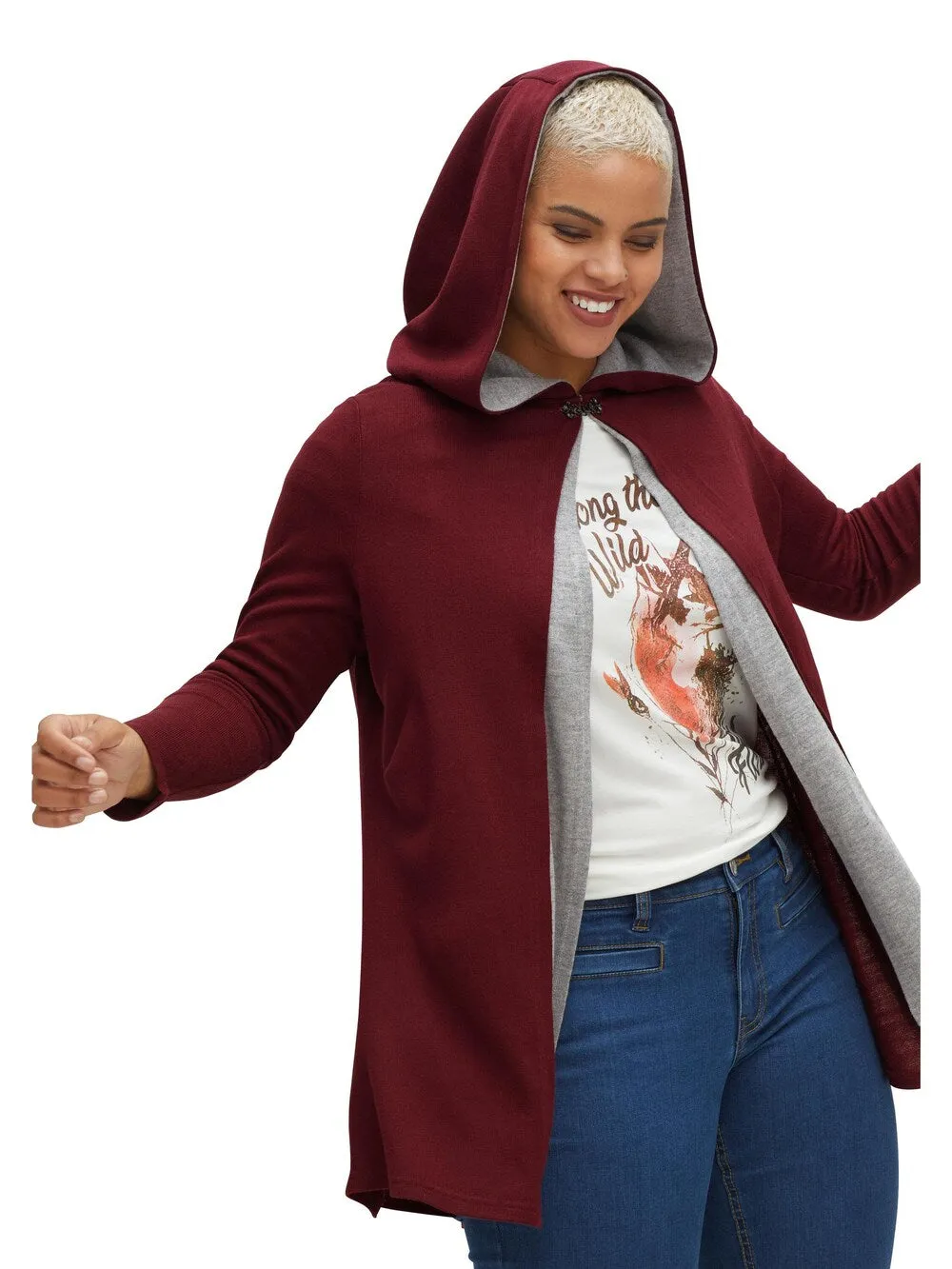 Joe Browns Knitted Cardigan, Red Wine