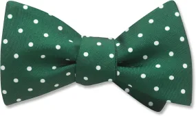 Kitchener Pine Green Silk with White Polka Dot Men's Bow Tie - Made in America