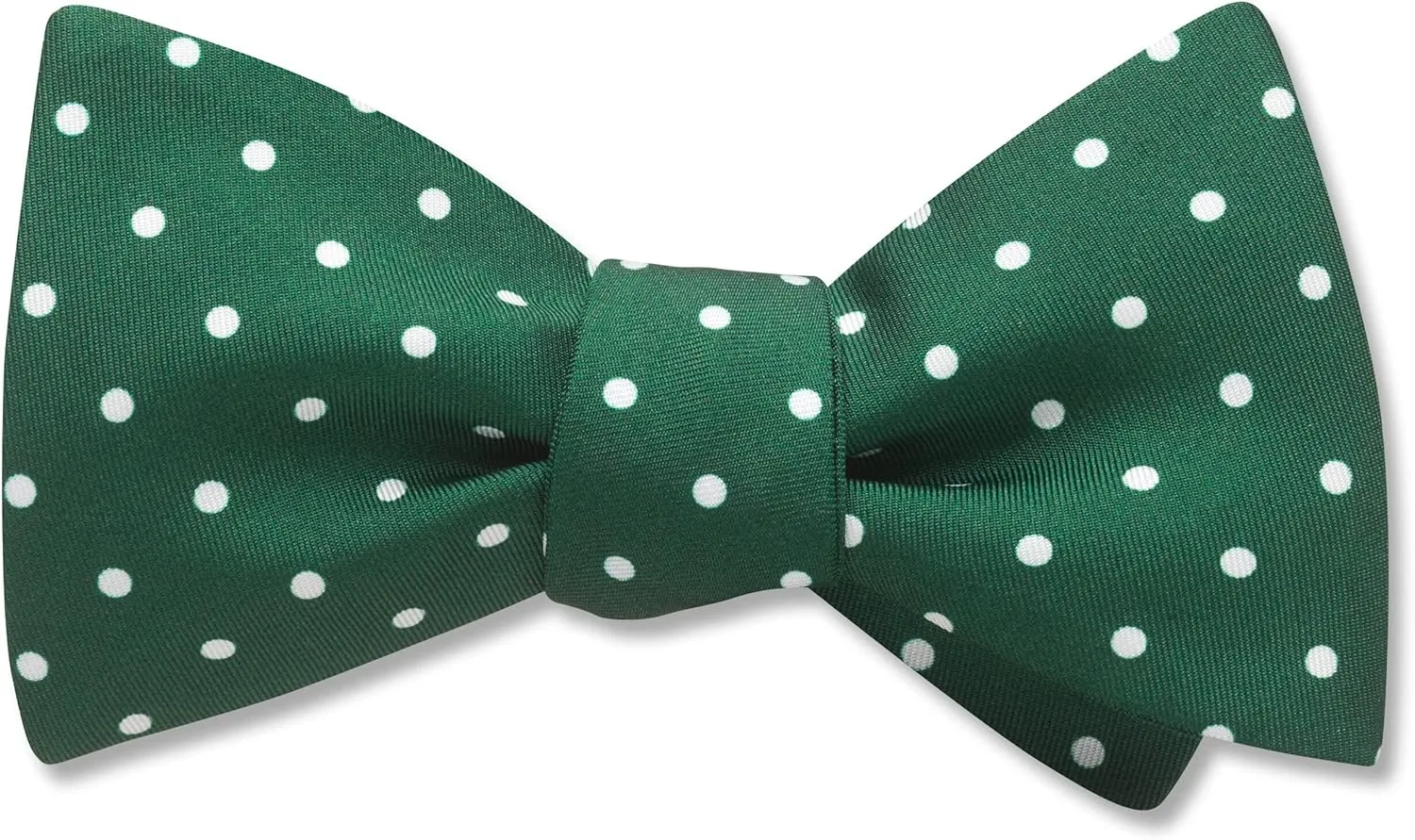 Kitchener Pine Green Silk with White Polka Dot Men's Bow Tie - Made in America