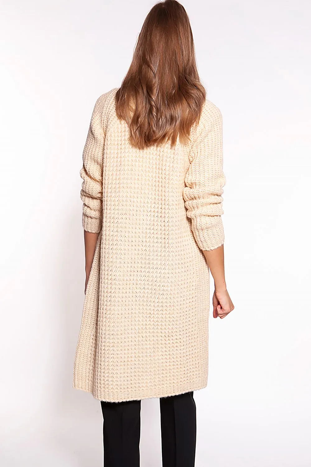 Knee-Length Knitted Shawl Cardigan