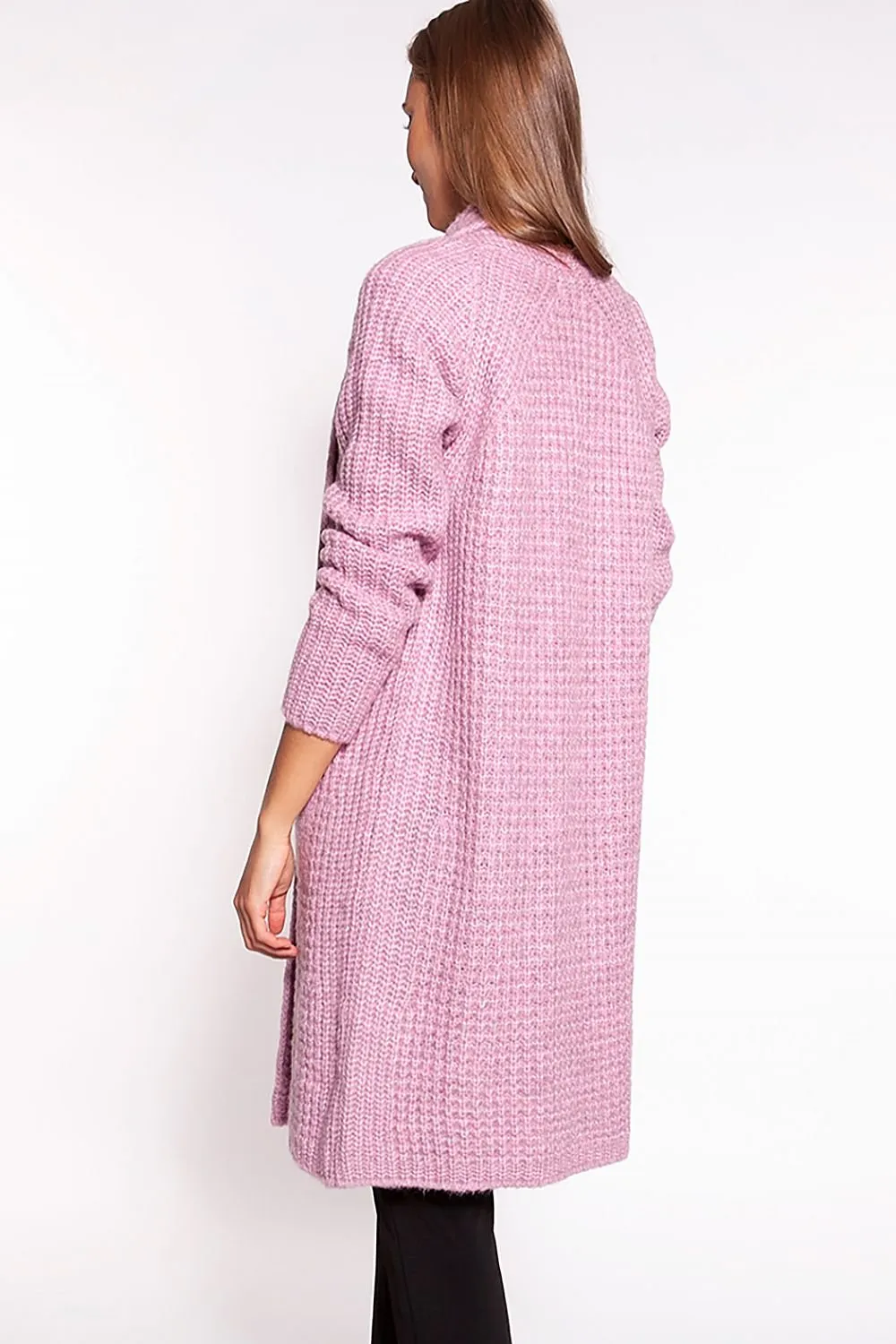 Knee-Length Knitted Shawl Cardigan