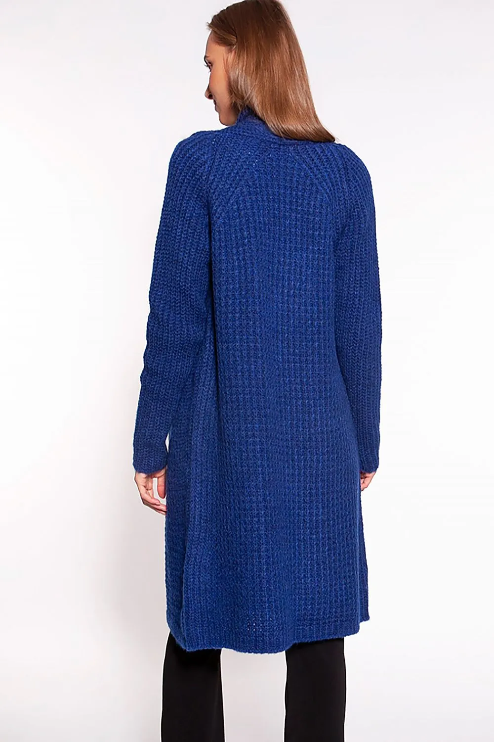 Knee-Length Knitted Shawl Cardigan