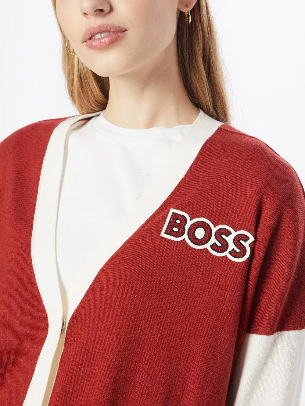 Knitted cardigan BOSS Fabulas, rusty red