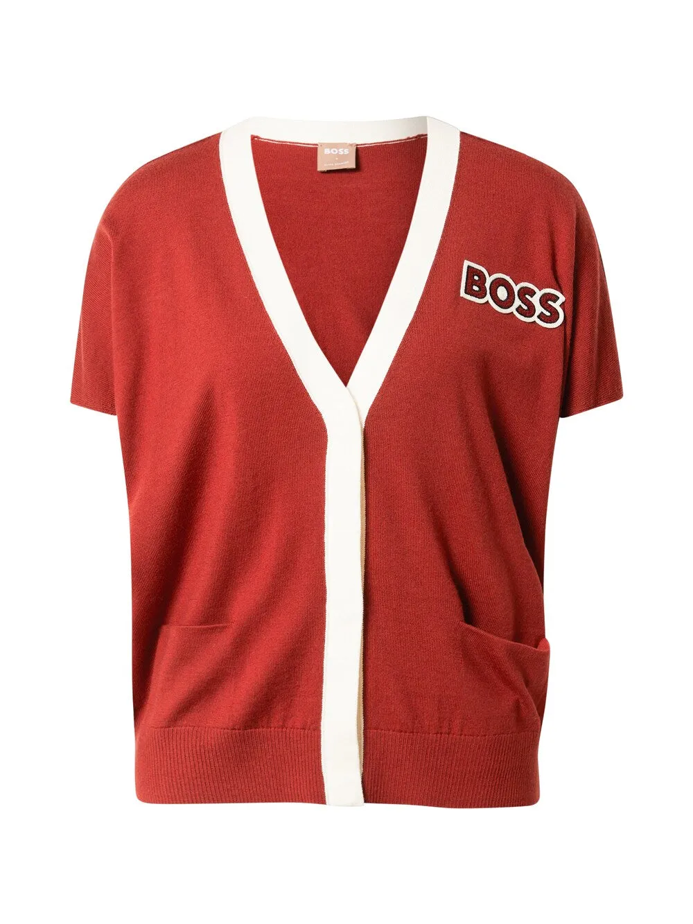 Knitted cardigan BOSS Fabulas, rusty red