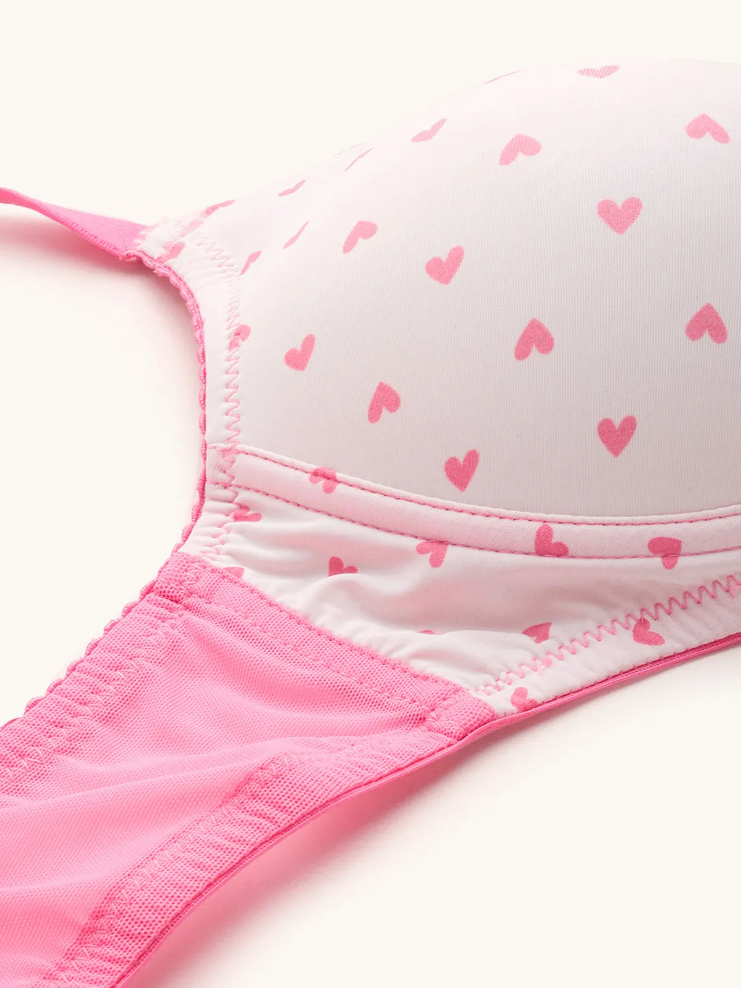 Leading Lady Women T-Shirt Lightly Padded Bra White & Pink BRA-4064-1