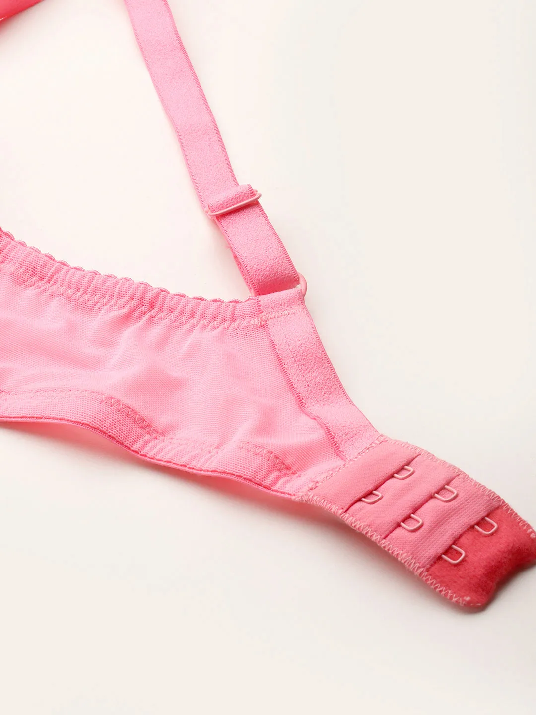 Leading Lady Women T-Shirt Lightly Padded Bra White & Pink BRA-4064-1