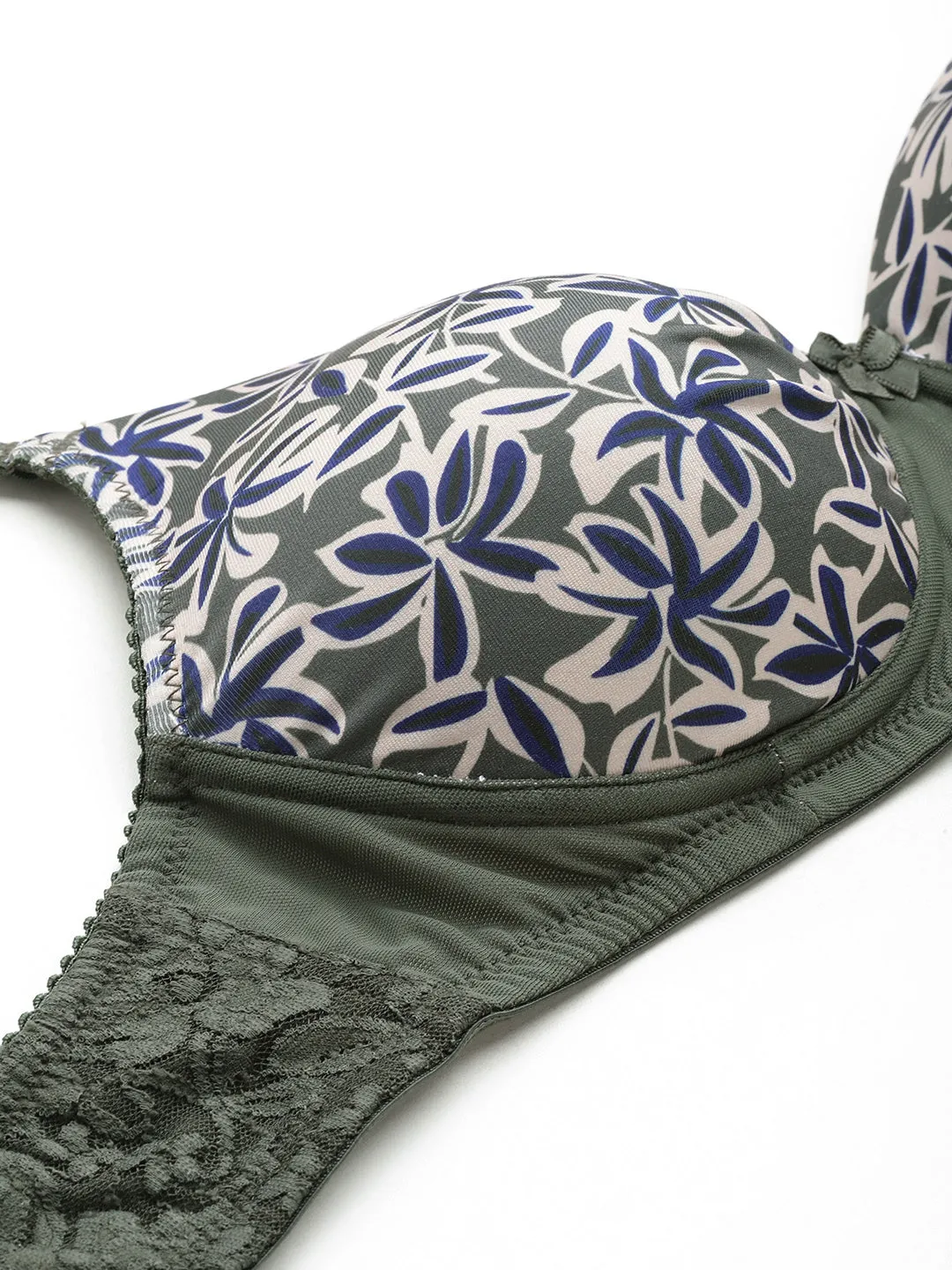 Leading Lady Women's Printed Lightly Padded Women T-Shirt Bra Green BRA-4070-1