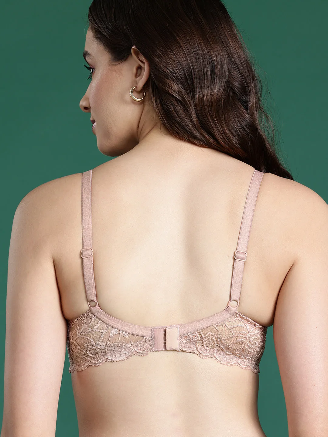 Leading Lady Women's Printed Lightly Padded Women T-Shirt Bra Peach BRA-4065-1