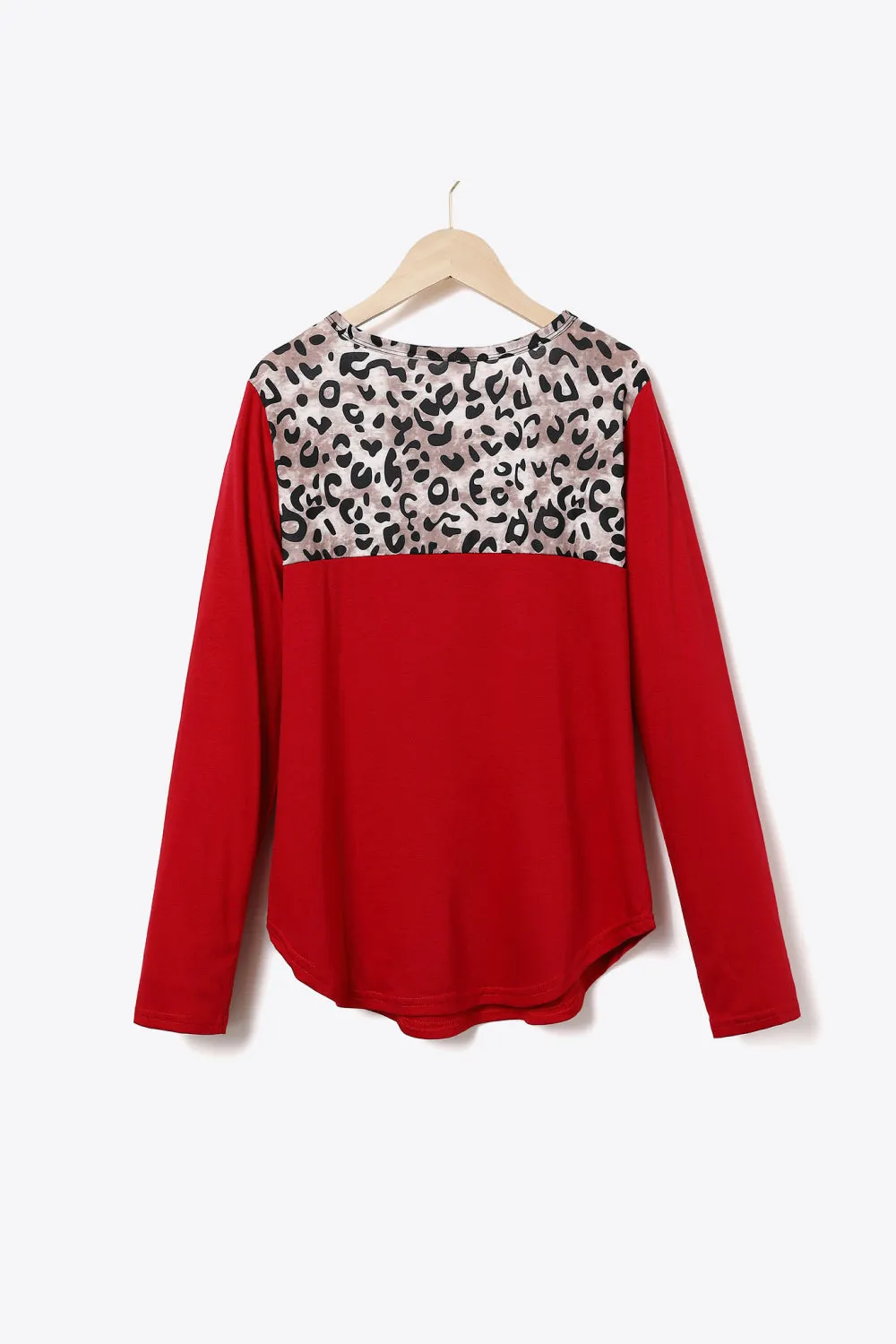 Leopard Cutout Curved Hem Top