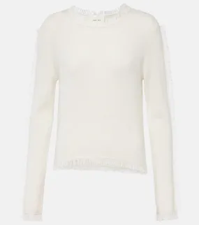 Lisa Yang cashmere top with fringe, beige
