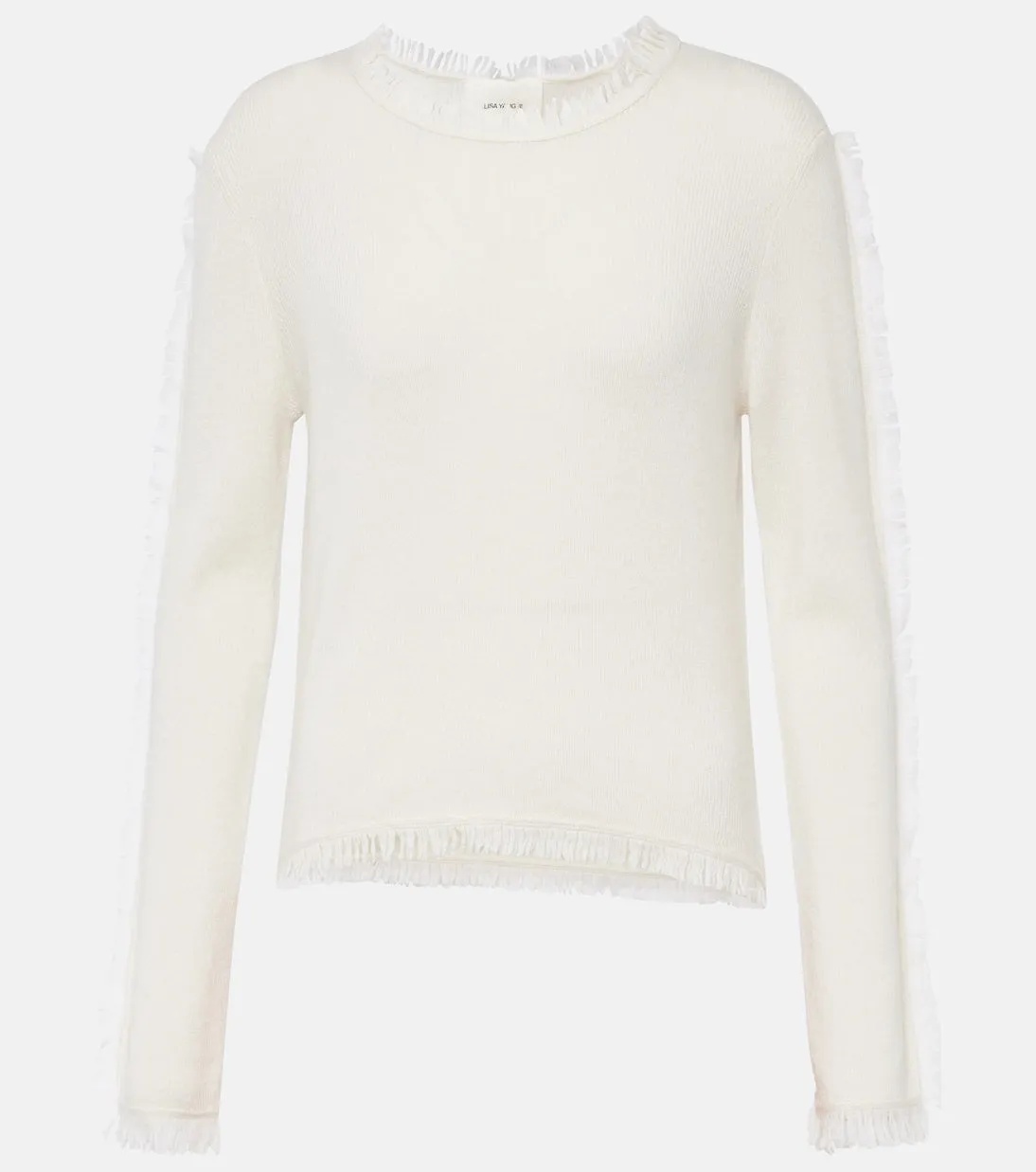 Lisa Yang cashmere top with fringe, beige