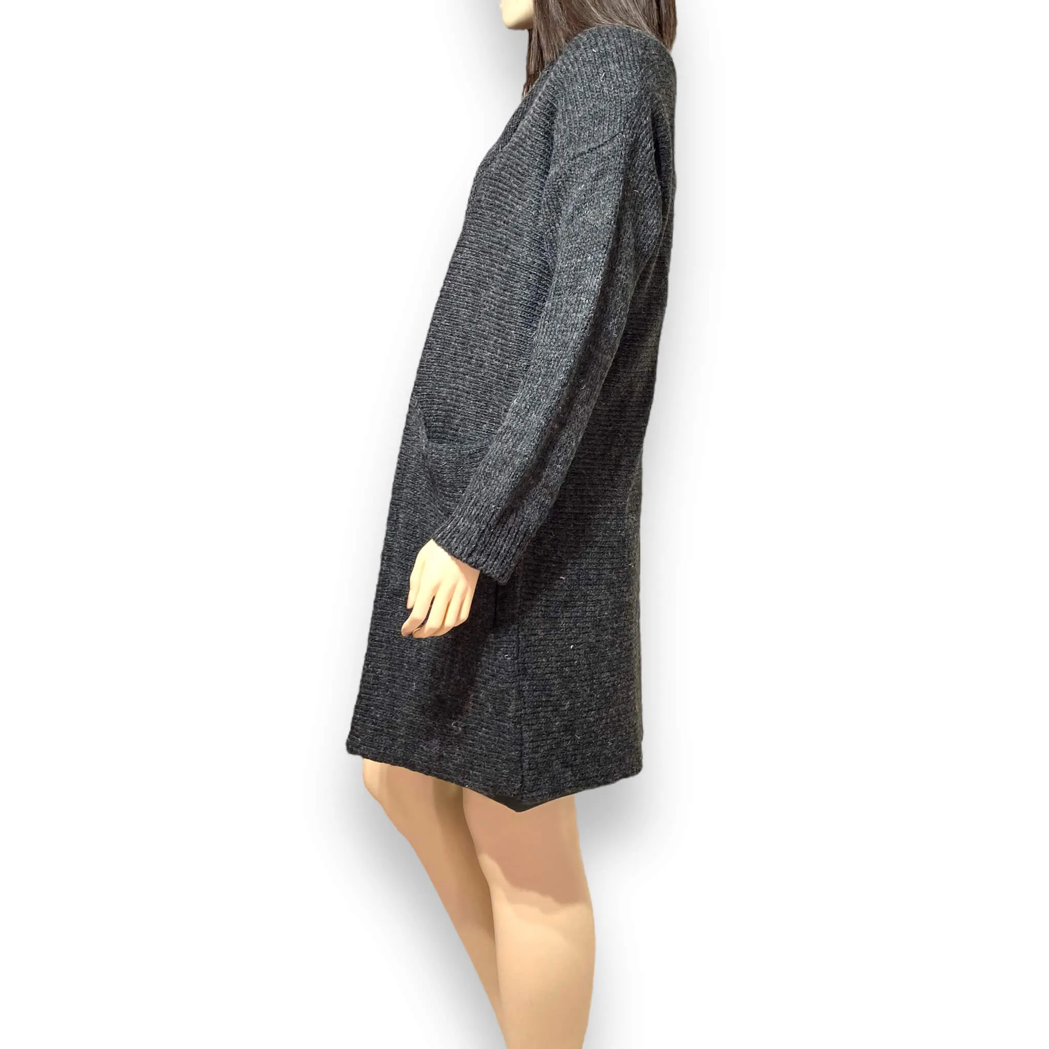 Long Luxurious Gray Wool Cardigan