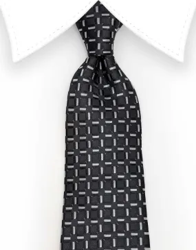 Men's Black Tie with Squares