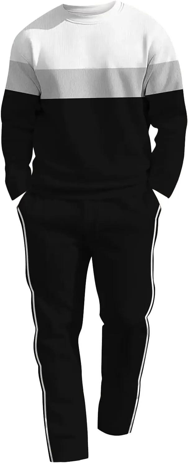 Men's Casual Tracksuit Athletic Sweatsuits Suit Roll Sleeve Shirt Pants Set Men's Tracksuit Sweatsuits 2 Piece Set