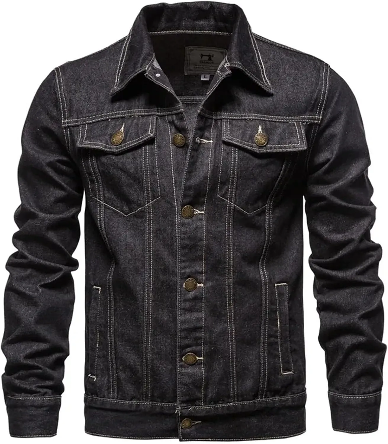 Mens Classic Fashion Motorcycle Jeans Jackets Oversized Cotton Casual Denim Jacket Outerwear Coat