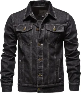 Mens Classic Fashion Motorcycle Jeans Jackets Oversized Cotton Casual Denim Jacket Outerwear Coat