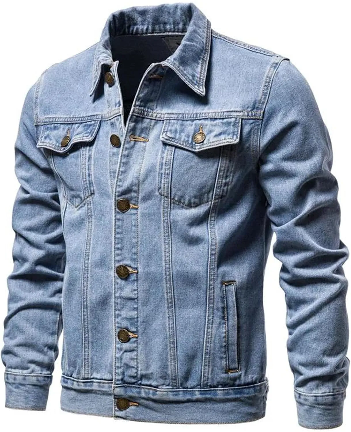 Mens Classic Fashion Motorcycle Jeans Jackets Oversized Cotton Casual Denim Jacket Outerwear Coat