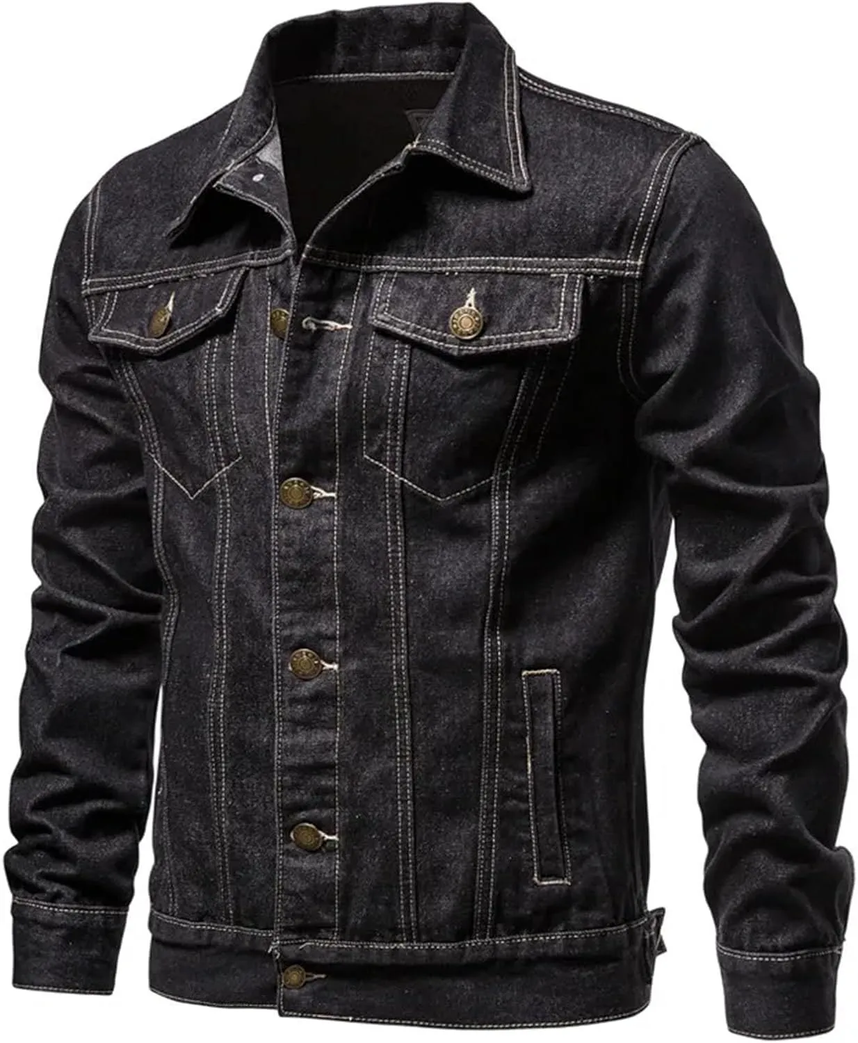 Mens Classic Fashion Motorcycle Jeans Jackets Oversized Cotton Casual Denim Jacket Outerwear Coat