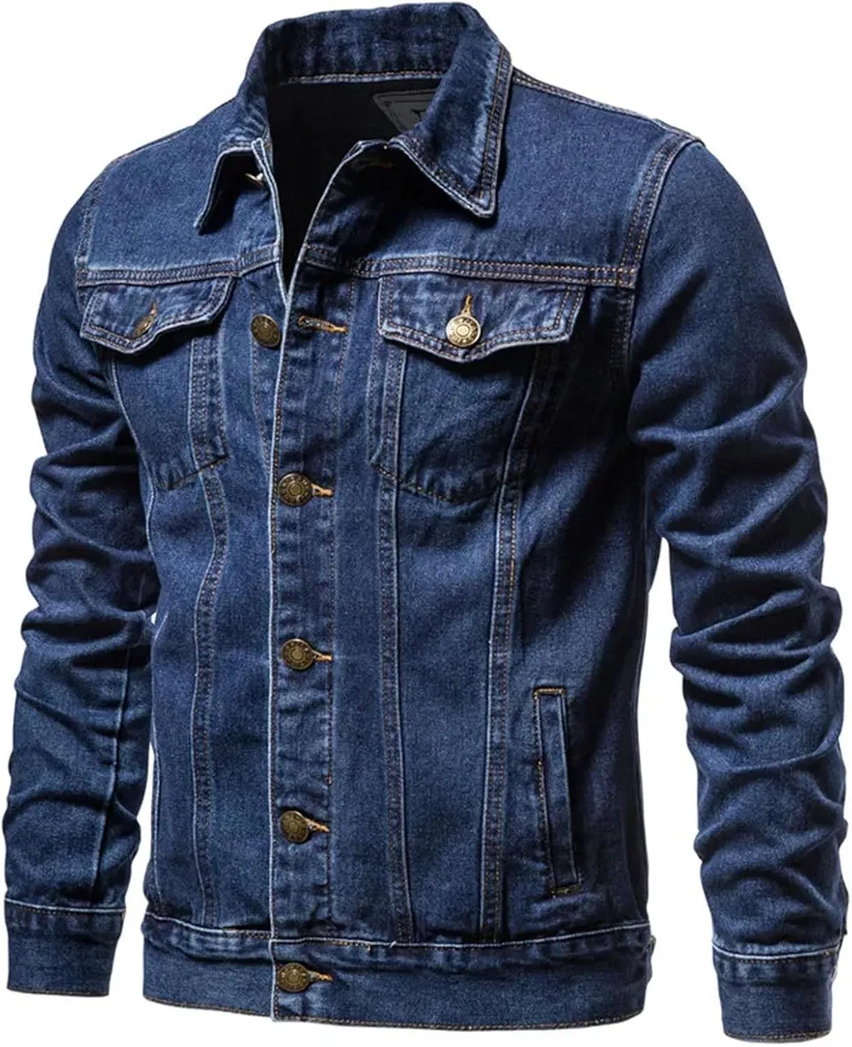 Mens Classic Fashion Motorcycle Jeans Jackets Oversized Cotton Casual Denim Jacket Outerwear Coat
