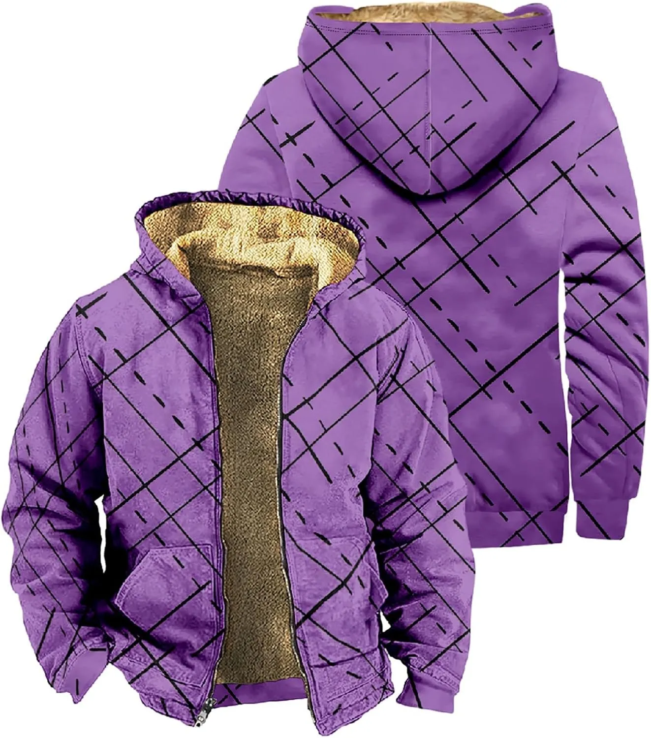 Men's Fleece Heavyweight Full Zip Men's Winter Wool Short Jacket Work Daily Outwear Casual Jacket Plaid Button Up