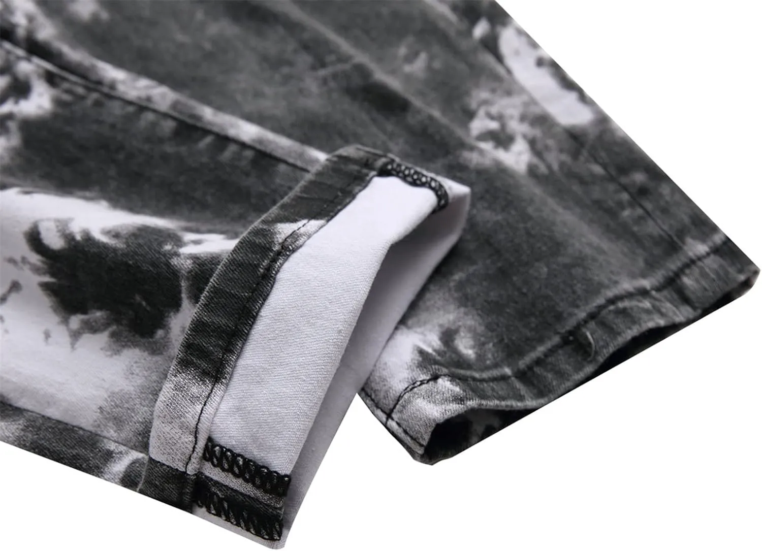 Men's Printed Skinny Stretch Jeans Slim Fit Comfort Straight Leg Denim Pants Classic Casual Vintage Jean Trousers