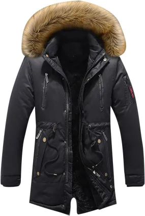 Mens Puffer Jacket Fashion Casual Solid Color Zipper Pocket Cotton Padded Jacket Coat Winter Jackets Warm Puffer