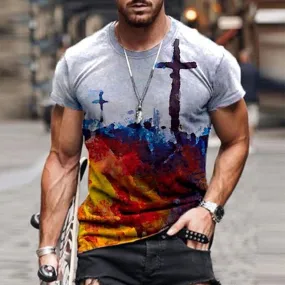 Michelangelo Artistic Cross Print Shirt
