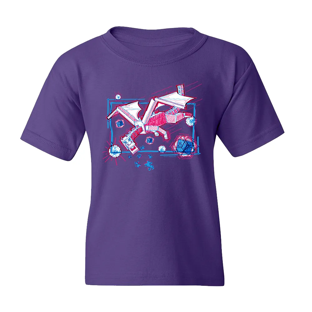 Minecraft Acid Sketch Ender Dragon Kids Short Sleeve T-Shirt