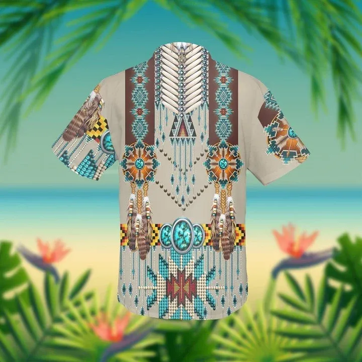 Native American Colorful Design Grey Theme Hawaiian Shirt