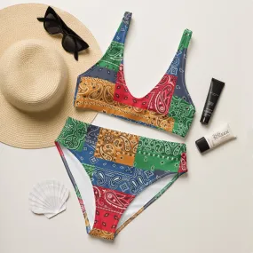 Paisley Bandana Recycled high-waisted bikini