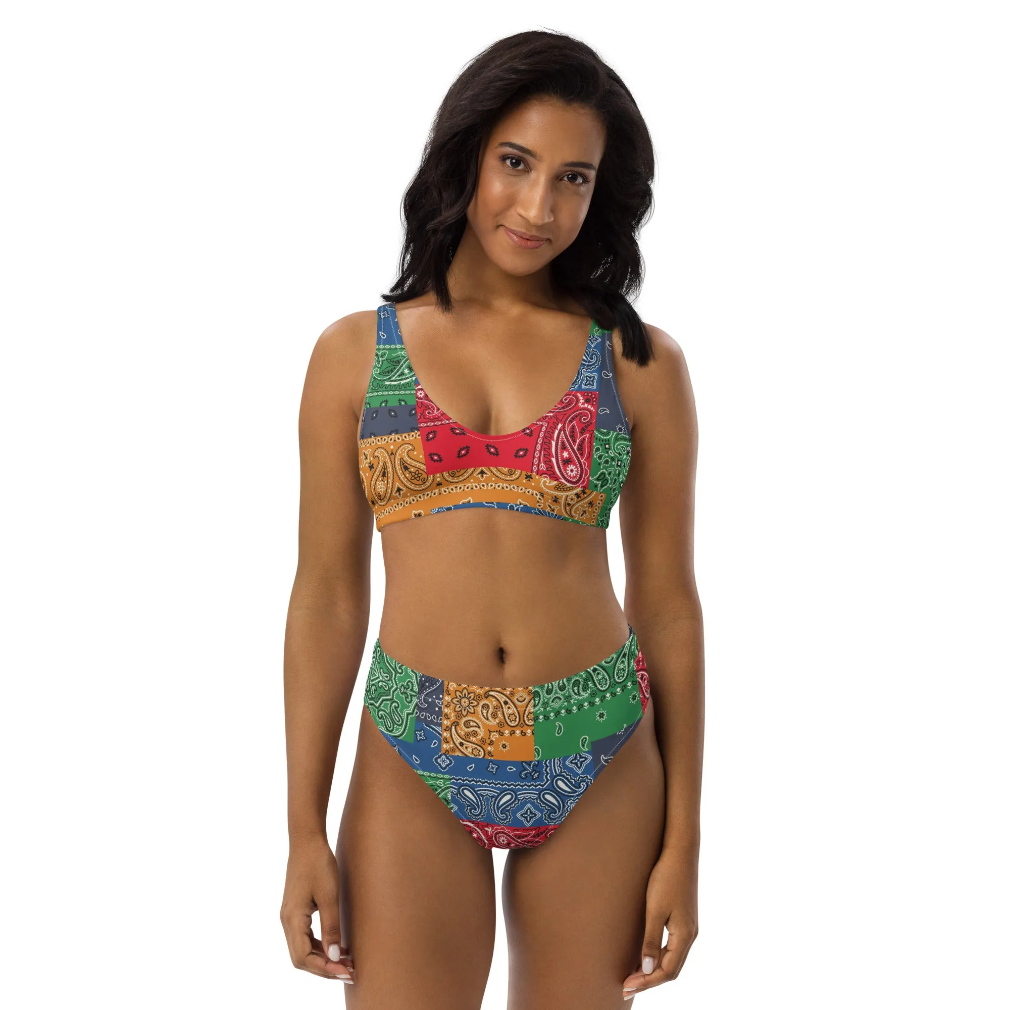 Paisley Bandana Recycled high-waisted bikini