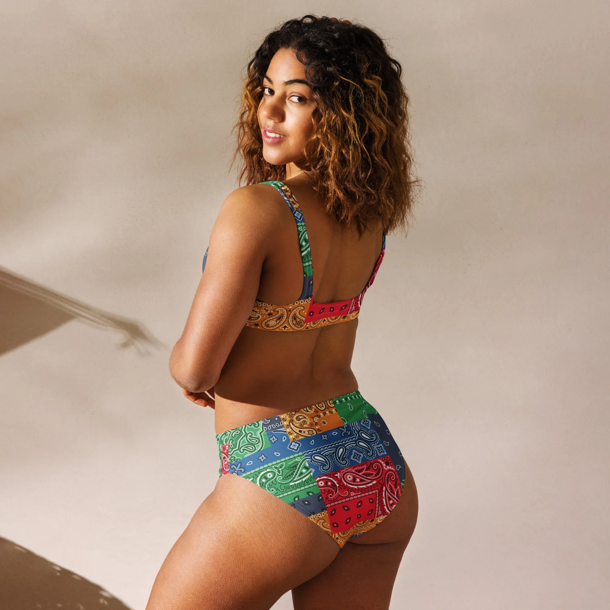 Paisley Bandana Recycled high-waisted bikini