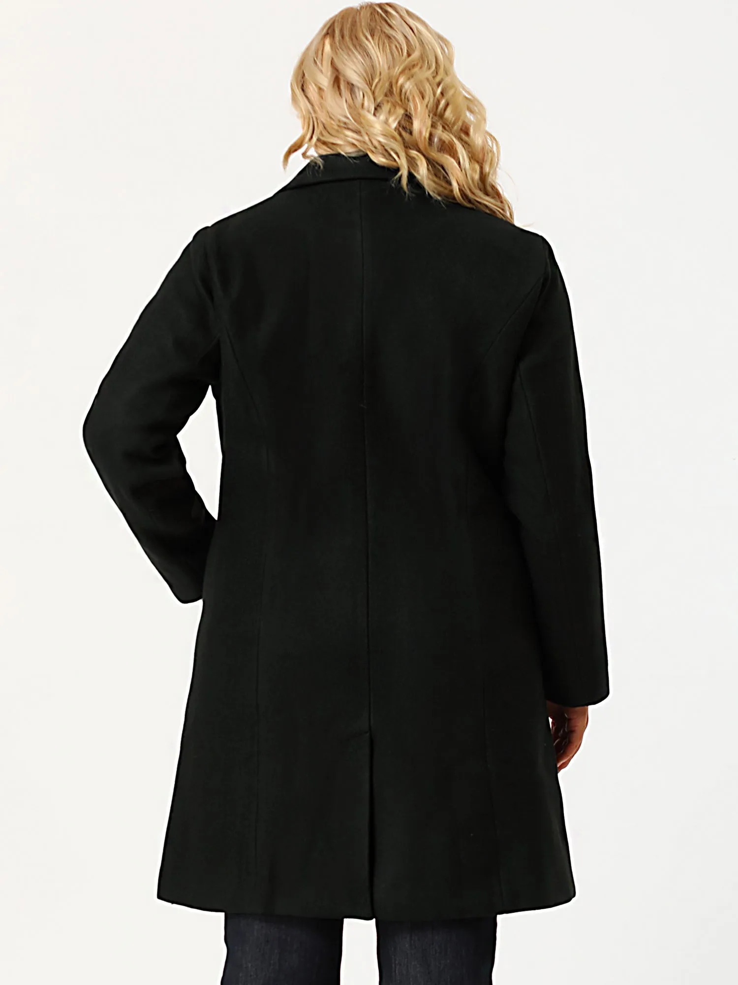 Plus Size Elegant Notched Lapel Single Breasted Trench Coat