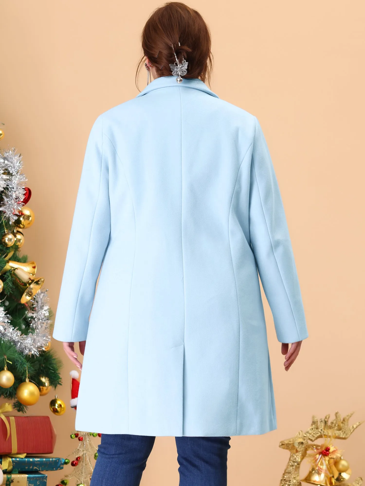 Plus Size Elegant Notched Lapel Single Breasted Trench Coat