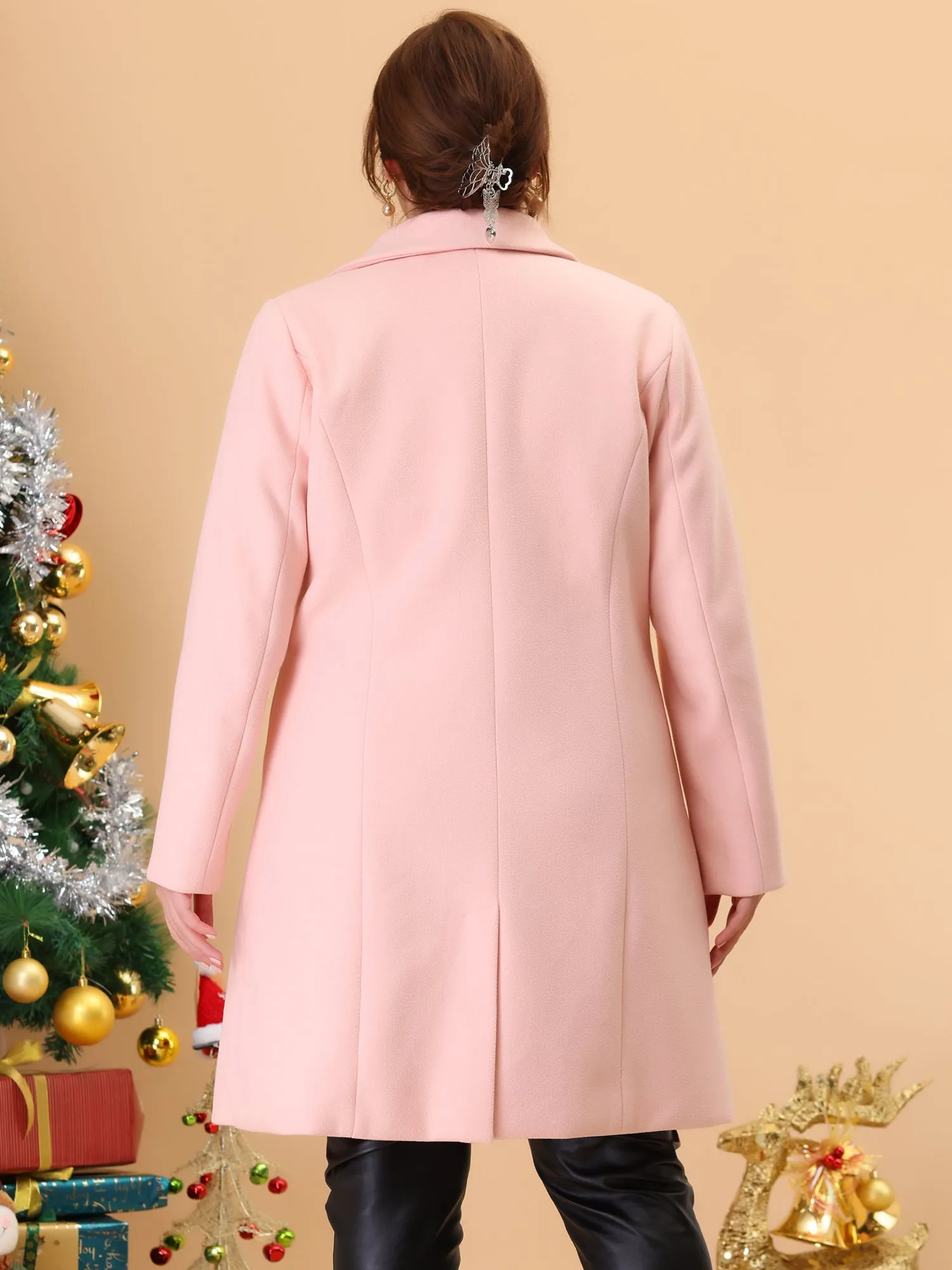 Plus Size Elegant Notched Lapel Single Breasted Trench Coat