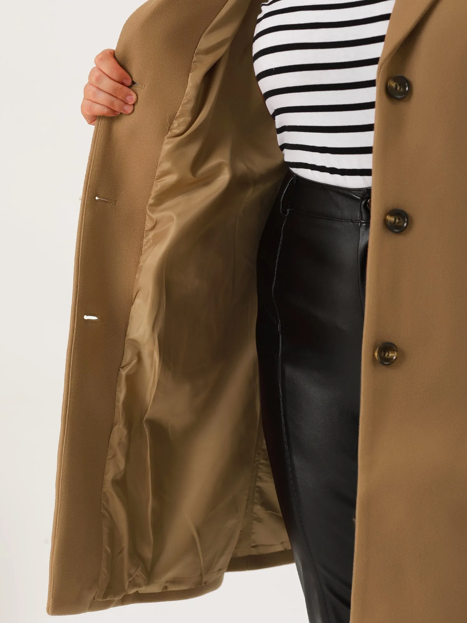 Plus Size Elegant Notched Lapel Single Breasted Trench Coat