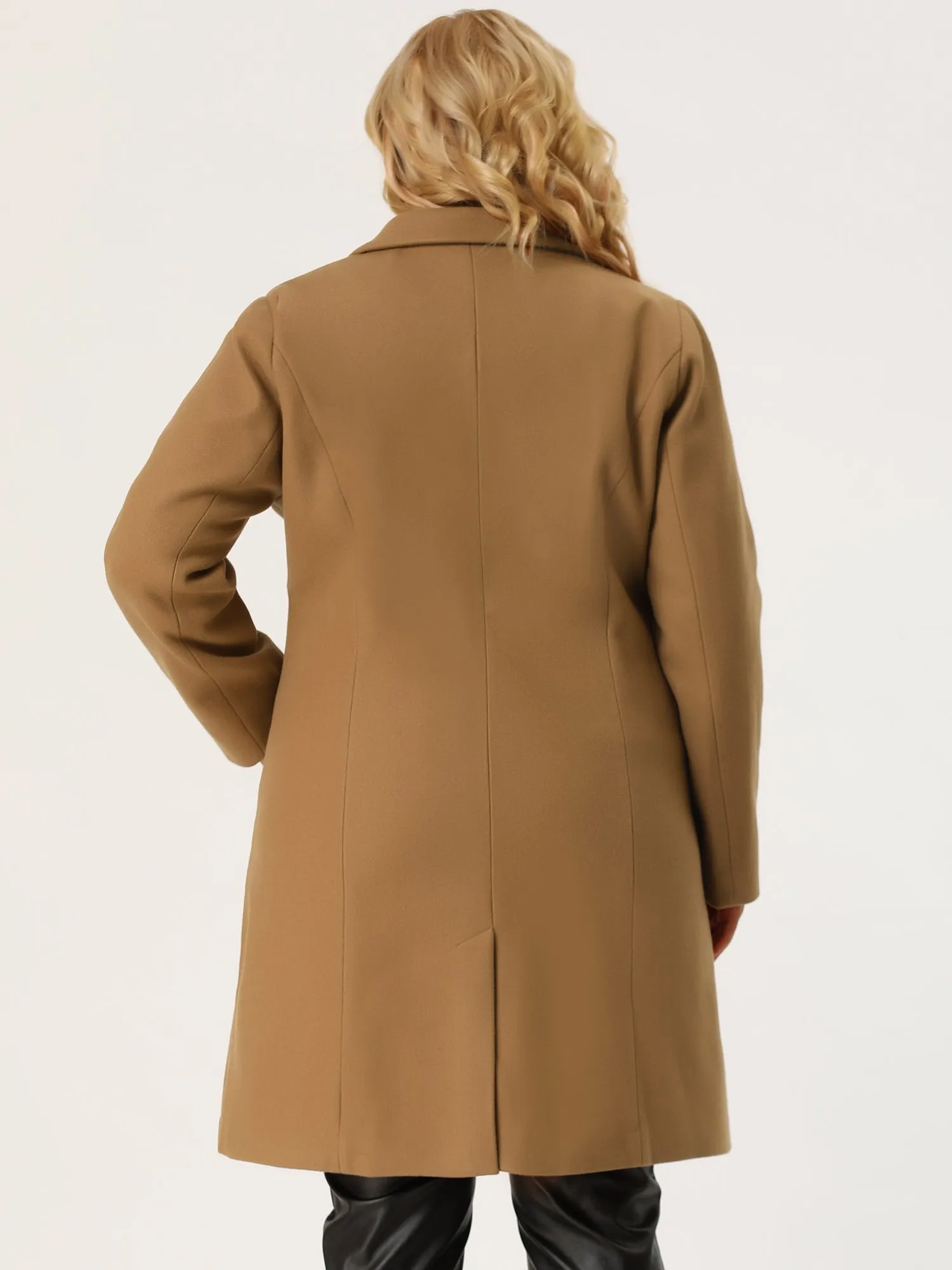 Plus Size Elegant Notched Lapel Single Breasted Trench Coat