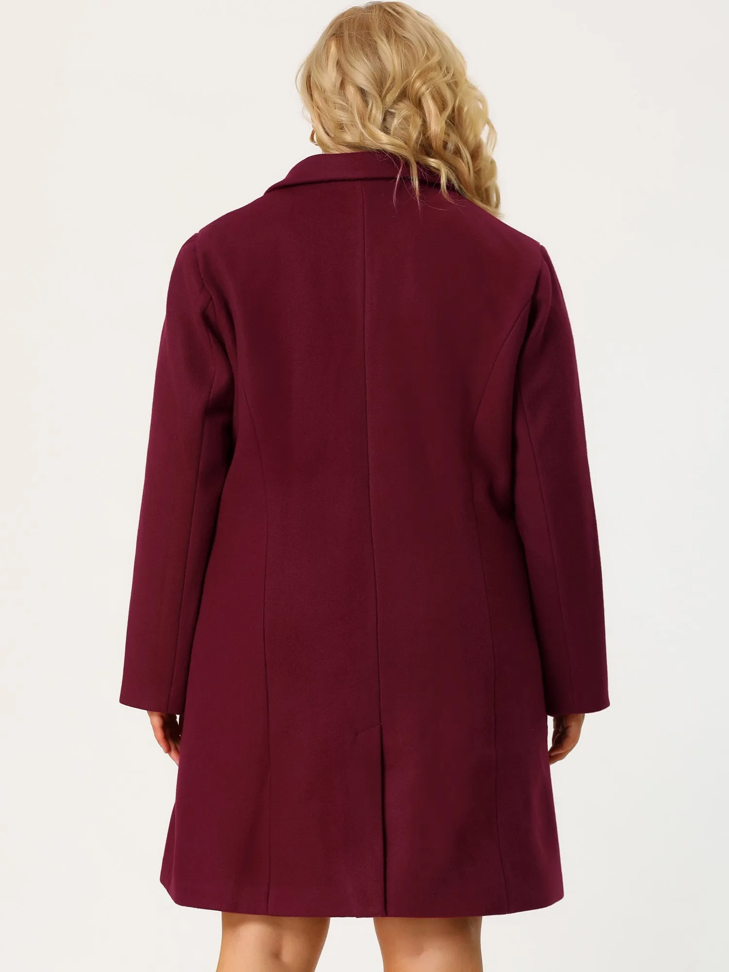 Plus Size Elegant Notched Lapel Single Breasted Trench Coat