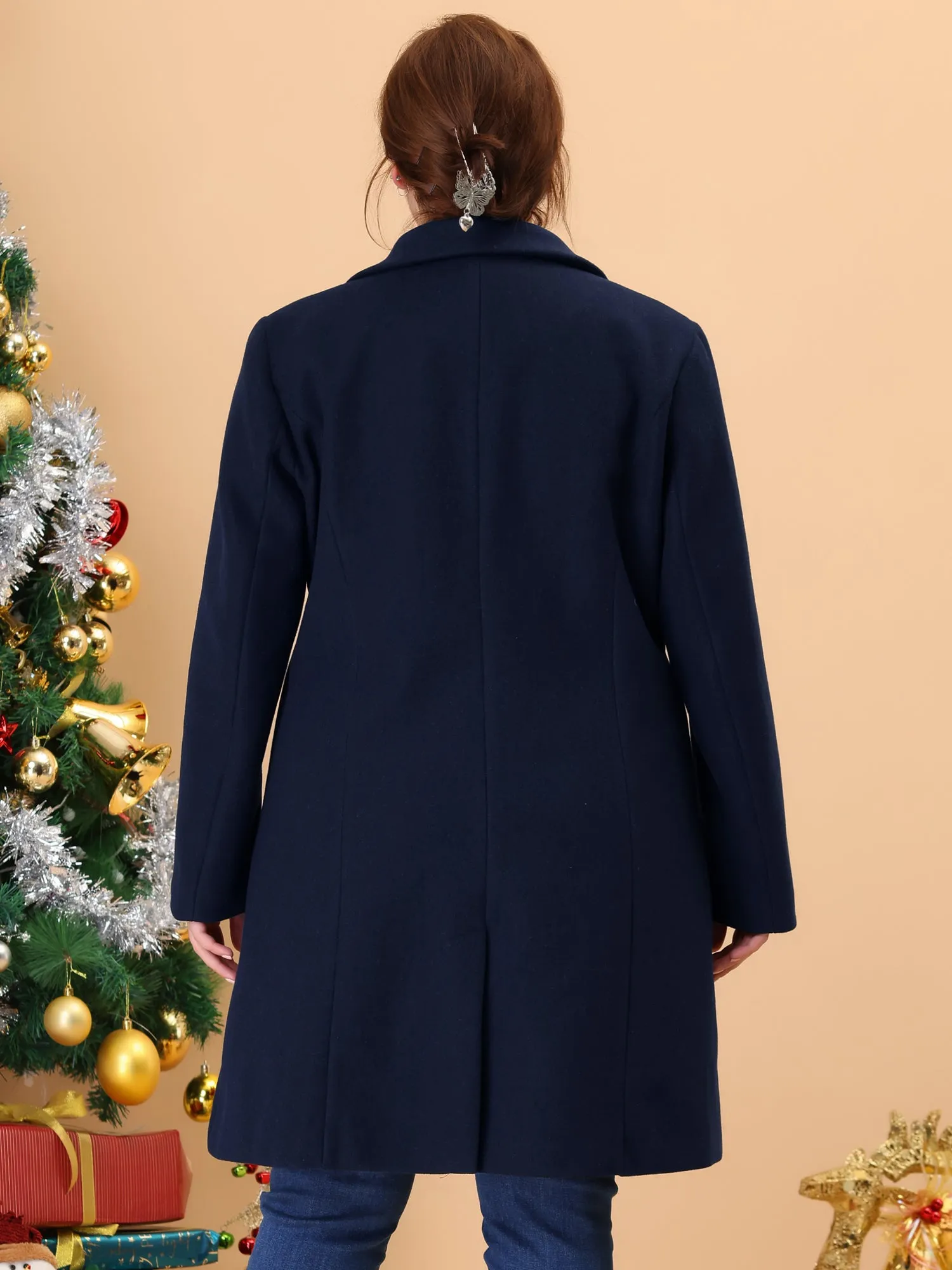 Plus Size Elegant Notched Lapel Single Breasted Trench Coat