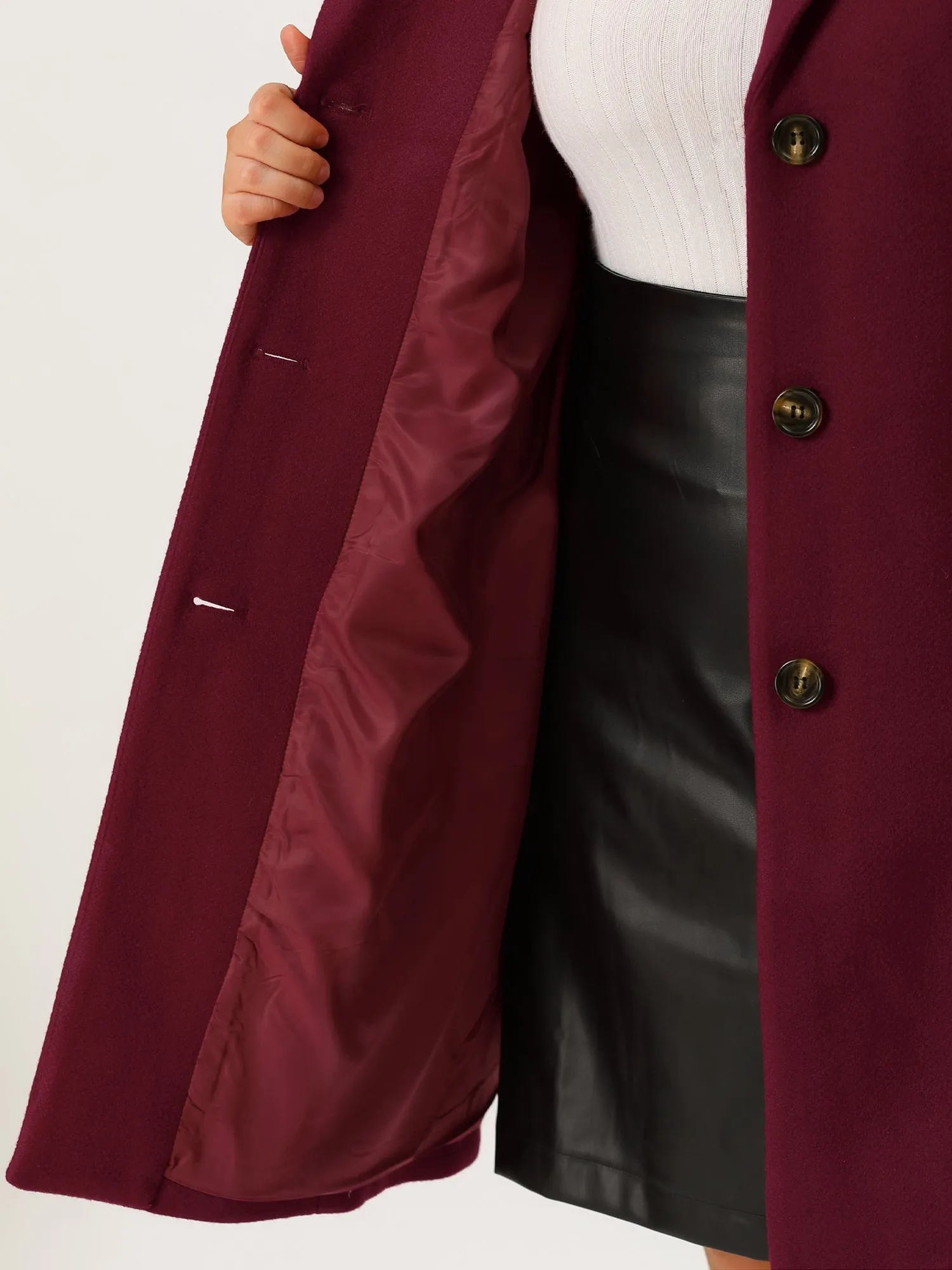 Plus Size Elegant Notched Lapel Single Breasted Trench Coat