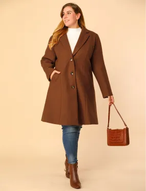 Plus Size Elegant Notched Lapel Single Breasted Trench Coat