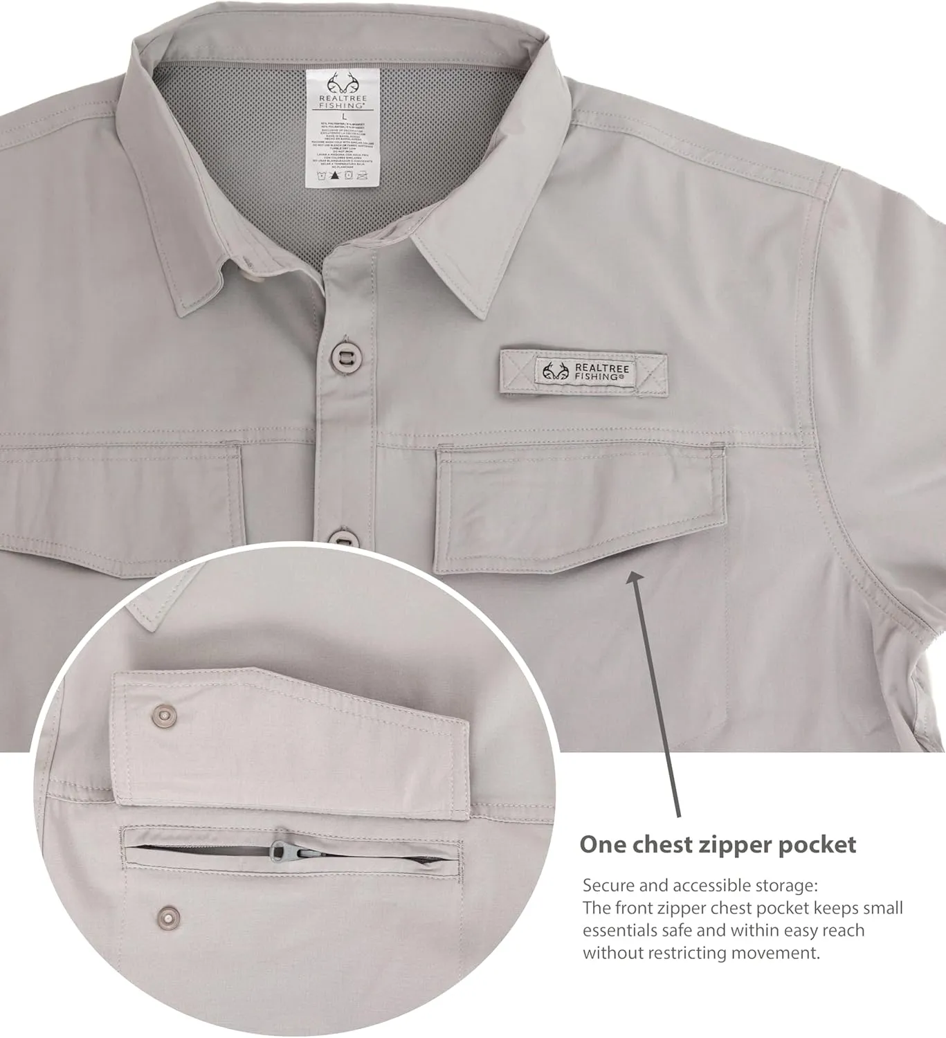 Realtree Men's Short Sleeve Performance Tech Vented UPF 50  Sun Protection Fishing Shirts
