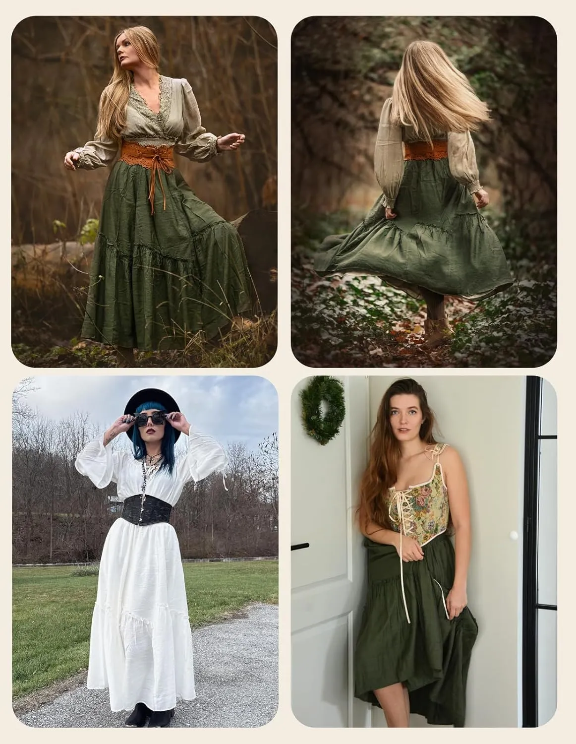 Scarlet Darkness Maxi Skirts for Women Renaissance High Waisted Boho Tiered Flowy Skirt with Pockets