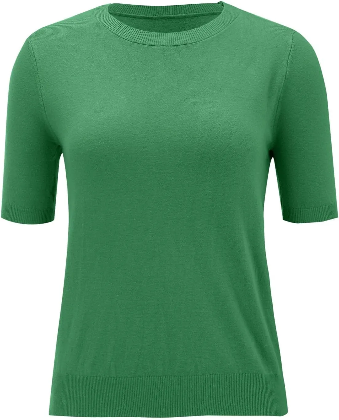 Short Sleeve Sweater for Women Trendy 2024 Soft Crewneck Knit T Shirts Casual Solid Loose Fit Cashmere Sweaters Tees